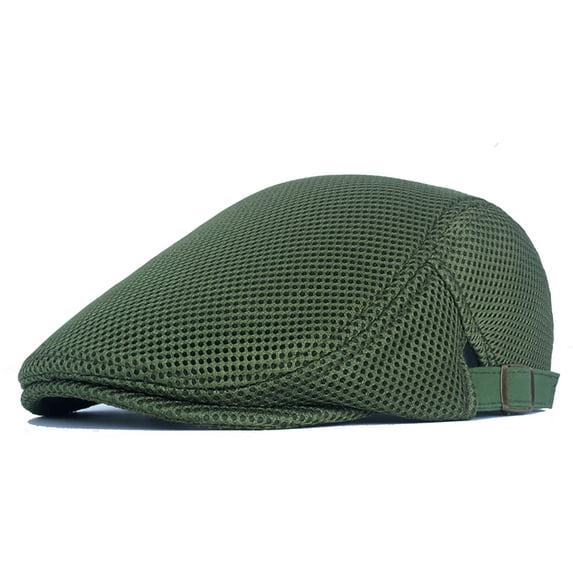 Men's Mesh Flat Cap Summer Breathable Newsboy Hats Beret Ivy Cap Gatsby Irish Cabbie Driving Hat Full Head Wrap Adjustable Fish Hats Breathable Sports Baseball Hat for Men,Green