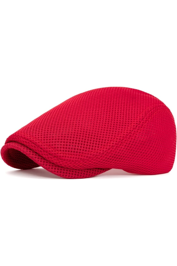 Men's Mesh Flat Cap Summer Breathable Newsboy Hats Beret Ivy Cap Irish Cabbie Driving Hat Full Wrap