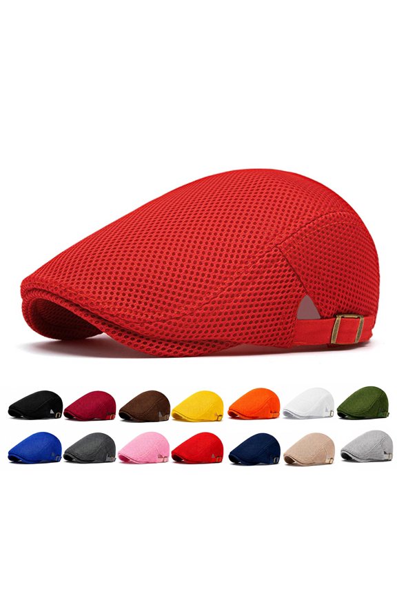 Men's Mesh Flat Cap, Ultra Breathable Cool Summer Sun Protection With Bendable Curved Brim, Ideal For Outdoor Driving Golf Travel