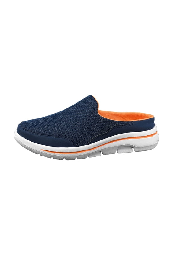 Men's Mesh Flat Mules,Fashion Backless Breathable Non-Slip Soft Soles Comfort Slip-on Outdoor Walking Sneakers Slippers