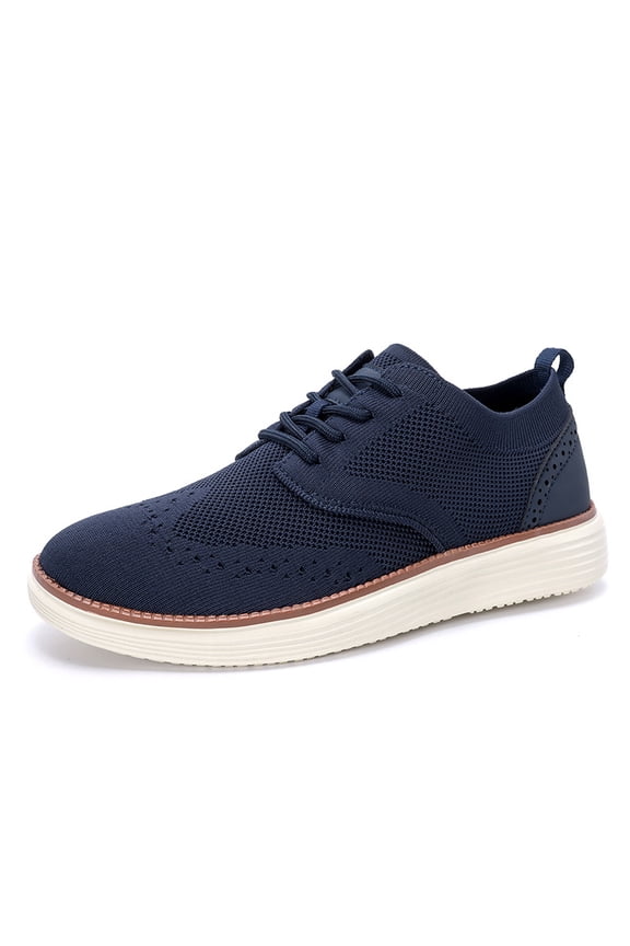 Men's Mesh Knit Casual Oxford Shoes, Breathable Lightweight Dress Sneakers, Comfortable Lace-Up Work Shoes