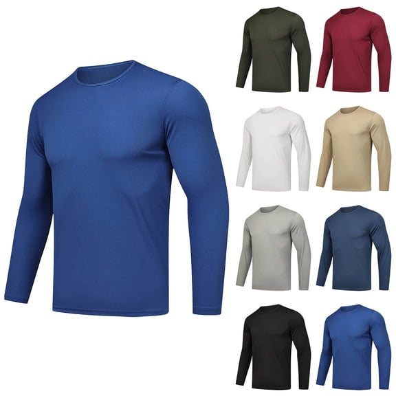 Men's Mesh Long Sleeve Crewneck Base Layer Compression Top Stretch Fitness Workout Running Outdoor Cycling Athletic Shirts Breathable Quick Dry Activewear Sun Protection Training