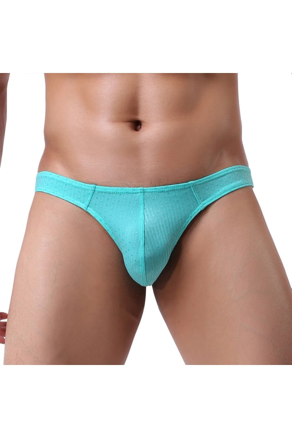 Men's Mesh Low Rise Underwear Soft Breathable Knickers Briefs, L, Mint Green