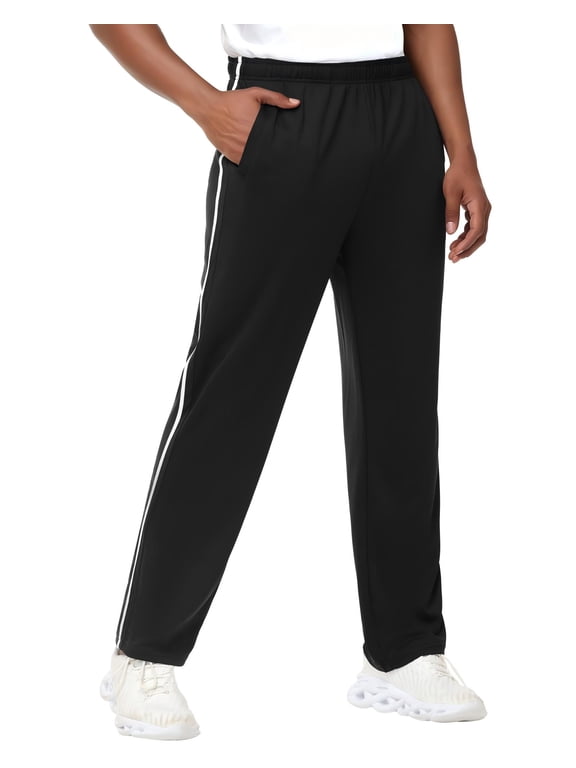 Men's Mesh Open Bottom Sweatpants,Athletic Running Pants with Pockets XL