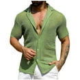 thumbnail image 1 of Men's Mesh See-Through Short Sleeve Button Shirt Beach Vacation Shirt Party Knit Breathable Top, 1 of 5