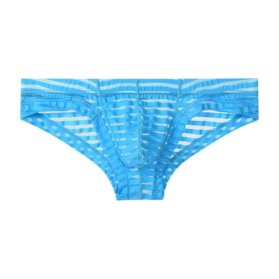 Men's Mesh Sheer Briefs Solid Color Transparent Lightweight Elastic Waist Underpants Exotic Apparel