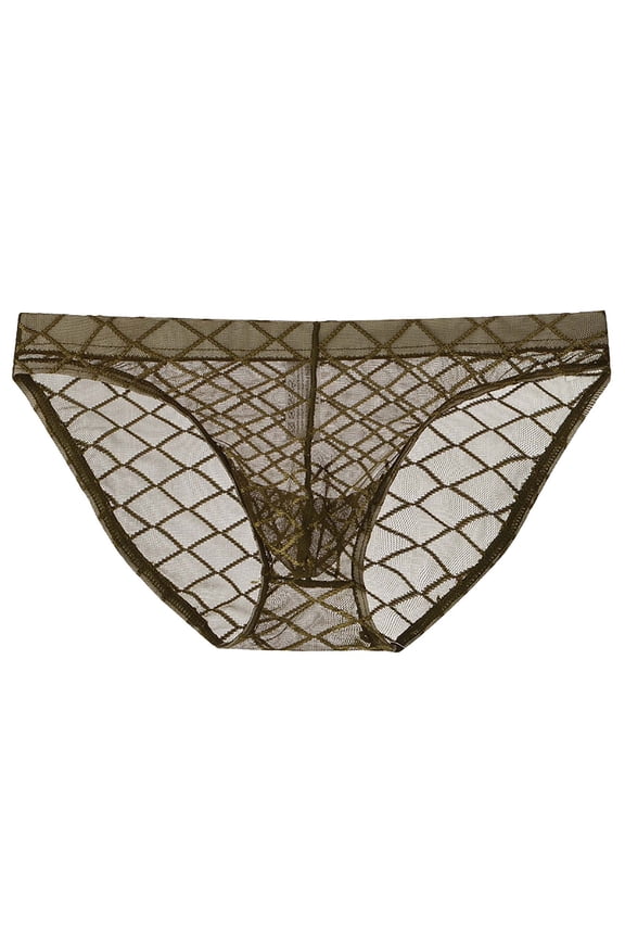 Men's Mesh Sheer Briefs Solid Color Transparent Lightweight Elastic Waist Underpants Exotic Apparel