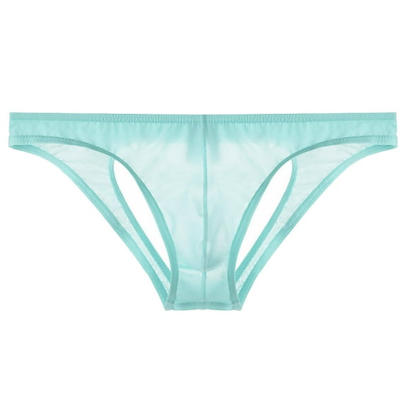 Men's Mesh Sheer Briefs Solid Color Transparent Lightweight Elastic Waist Underpants Exotic Apparel