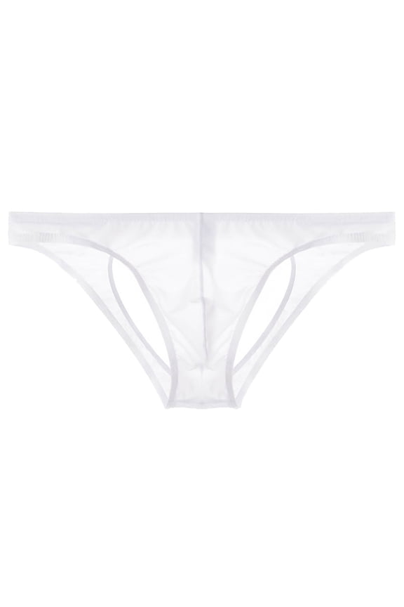 Men's Mesh Sheer Briefs Solid Color Transparent Lightweight Elastic Waist Underpants Exotic Apparel