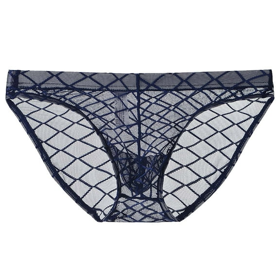 Men's Mesh Sheer Briefs Solid Color Transparent Lightweight Elastic Waist Underpants Exotic Apparel