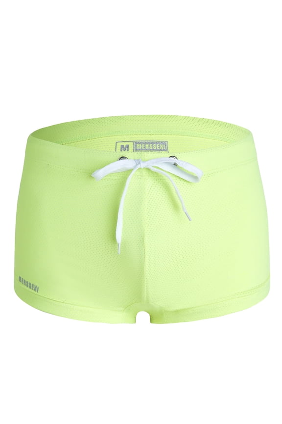 Men's Mesh Shorts 3 Inch Inseam Low Waist Running Yoga Gym Training Elastic Drawstring Beach Swim Shorts Mint Green