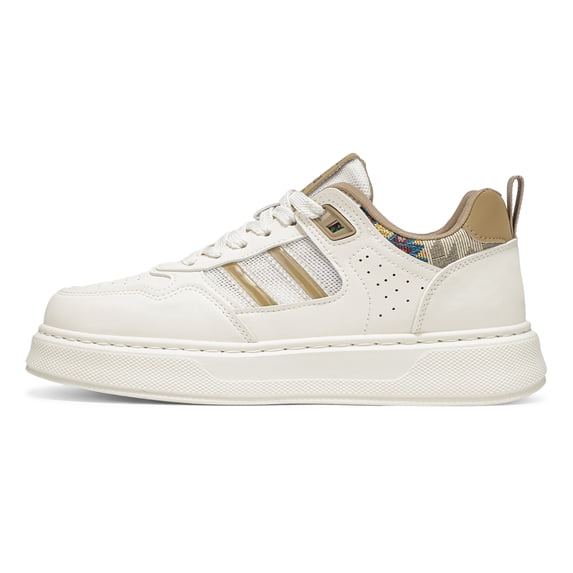 Men's Mesh Spliced Lace-Up Thick Sole Low Top Skate Sneakers