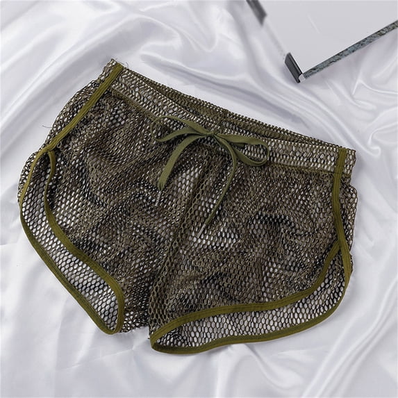 Men's Mesh Sports Shorts for Everyday Casual Wear Breathable Quick Drying Lightweight Loose Fit Underwear, S, Army Green
