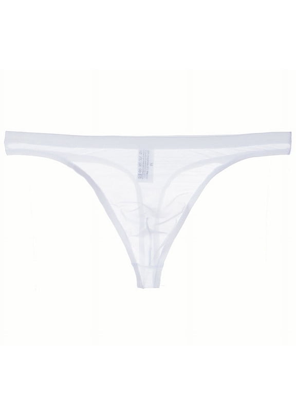 Men's Mesh Ultra-Thin No Pouch Thong Underwear Transparent Soft Underpants Undies Breathable U Convex G-String Thong