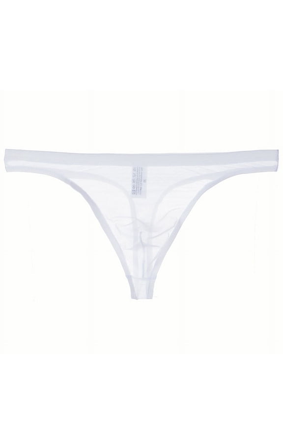 Men's Mesh Ultra-Thin No Pouch Thong Underwear Transparent Soft Underpants Undies Breathable U Convex G-String Thong