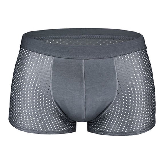Men's Mesh Underwear Cooling Thin Ice Silk Breathable Boxer Briefs Soft Quick Dry 3D Pouch No Fly
