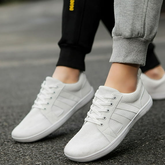 XIMIN Men's Mesh Wide Toe Barefoot Sneakers Fashion Lightweight Breathable Lace Up Walking Shoes Zero Drop for Gym Driving Office Minimalist Footwear
