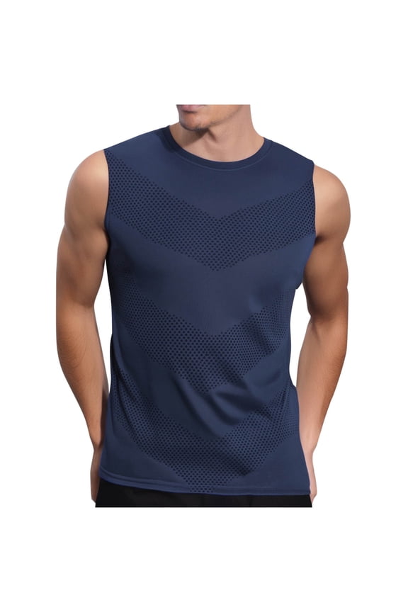 Men's Mesh Workout Tank Tops Fitted Sleeveless Shirt for Casual Gym Muscle Training Quick Dry Athletic Breathable Tanks