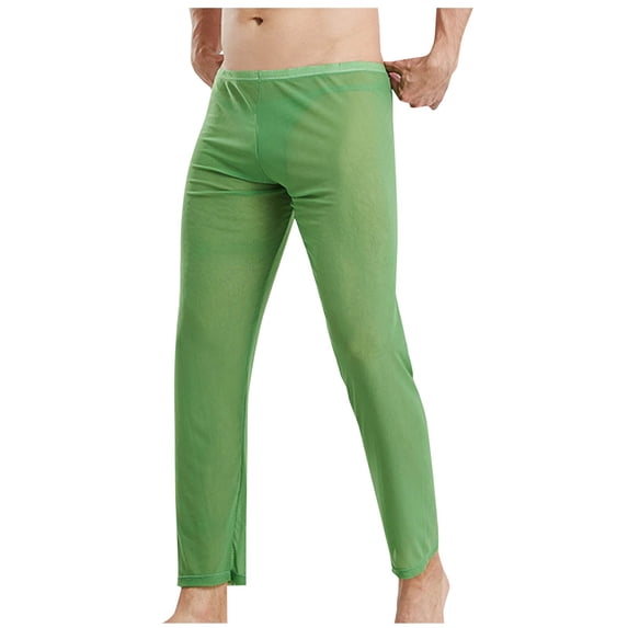 Men's Mesh Yoga Pants See Through Loose Fit Workout Pants Green