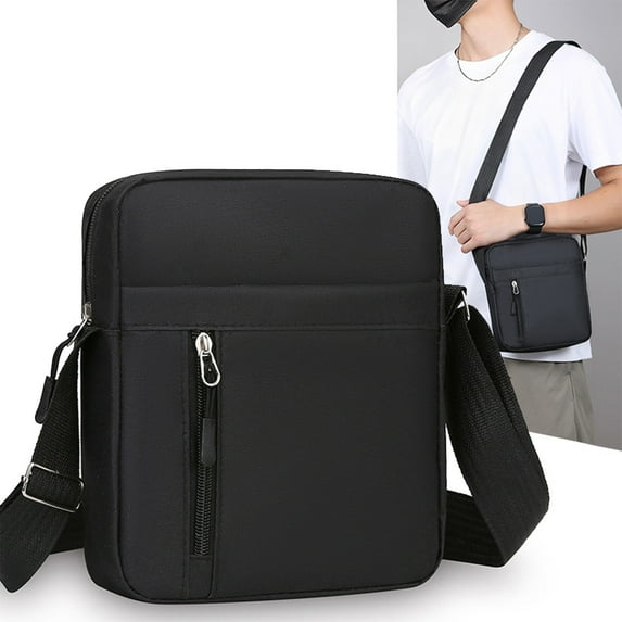 Men's Messenger Bag - Crossbody Shoulder Bags Travel Bag Man Purse Casual Sling Pack for Work Business Daily Life (Black)