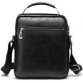 thumbnail image 1 of Men's Messenger Shoulder Bag, Adjustable Strap, Small Laptop Compartment (Black), 1 of 5