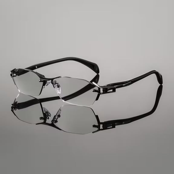 Men's Metal Frameless Reading Glasses Lightweight Presbyopia Glasses for Business Style Daily Vision Aid