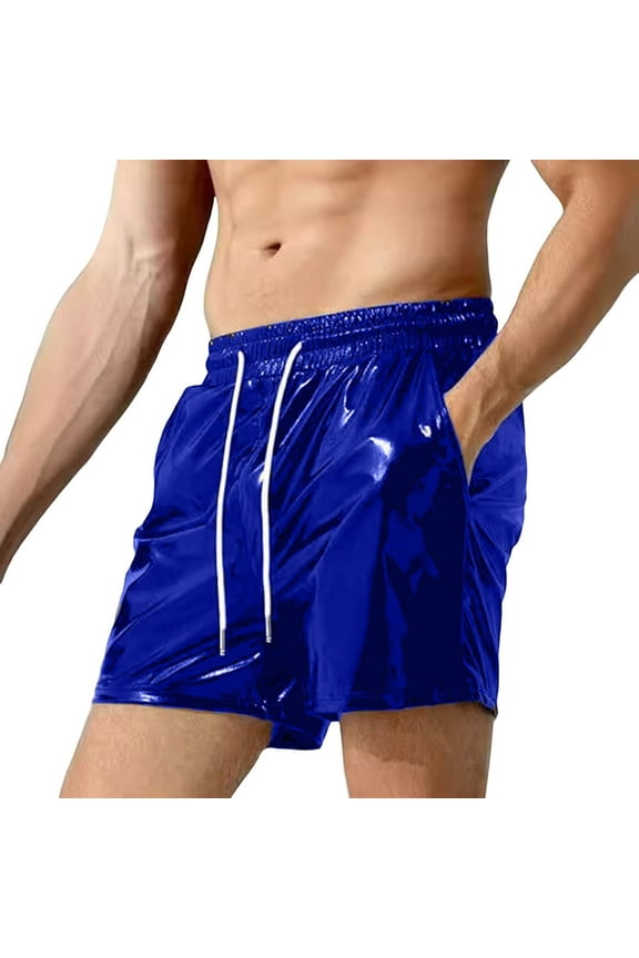 Men's Metallic Shiny Sparkly Casual Shorts Polyester Elastic Waist Adjustable Drawstring Leg Openings Pockets 280g Summer Workout Running Gym Fitness Yoga Daily Casual Wear Stylish Bottoms