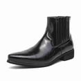 thumbnail image 1 of Men's Metallic Western Chelsea Boots - Square Toe Ankle Boots with Elastic Side Panels & Embroidered Detailing (Available in Bronze & Black), 1 of 7