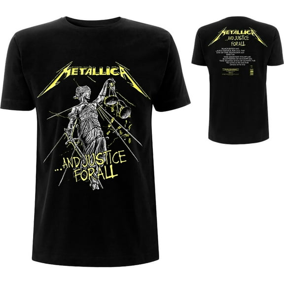 Men's Metallica And Justice For All Tracks (Back Print) Slim Fit T-shirt X-Large Black