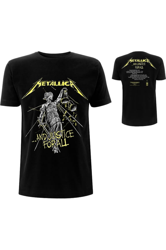 Men's Metallica And Justice For All Tracks (Back Print) Slim Fit T-shirt X-Large Black