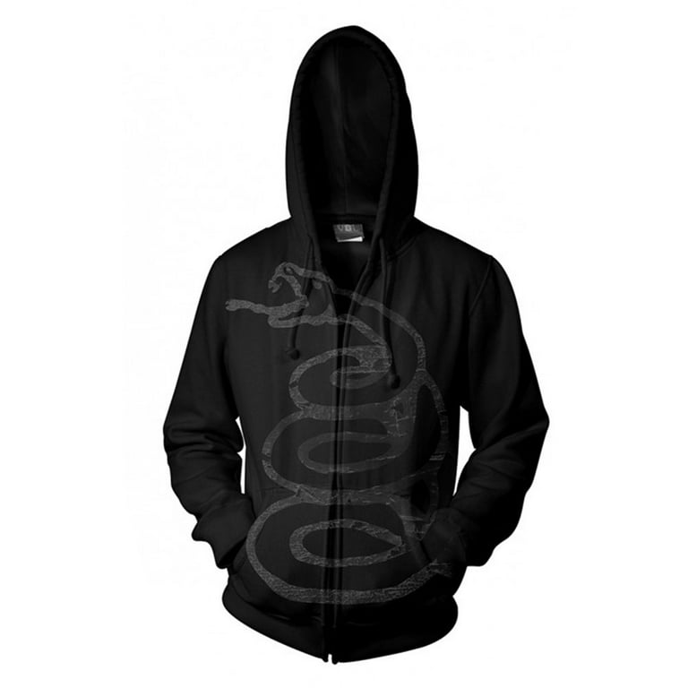 Men s Metallica Black Album Burnished Zippered Hooded Sweatshirt Large Black Walmart