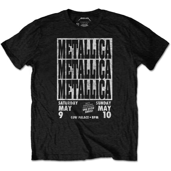 Men's Metallica Cow Palace Eco T-Shirt Vintage T-shirt X-Large Black