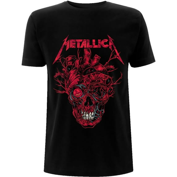 Men's Metallica Heart Skull Slim Fit T-shirt Large Black