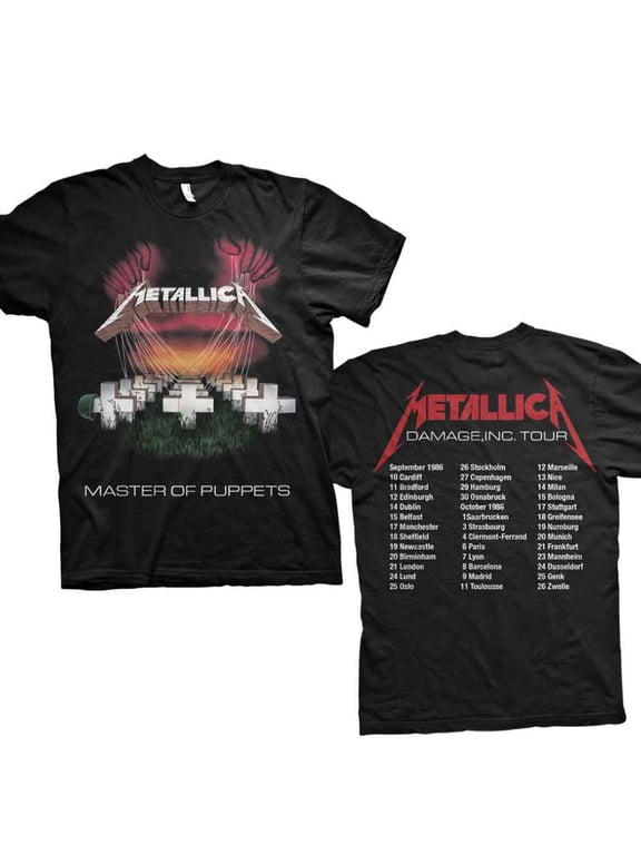 Men's Metallica Master of Puppets European Tour '86. (Back Print) Slim Fit T-shirt XX-Large Black