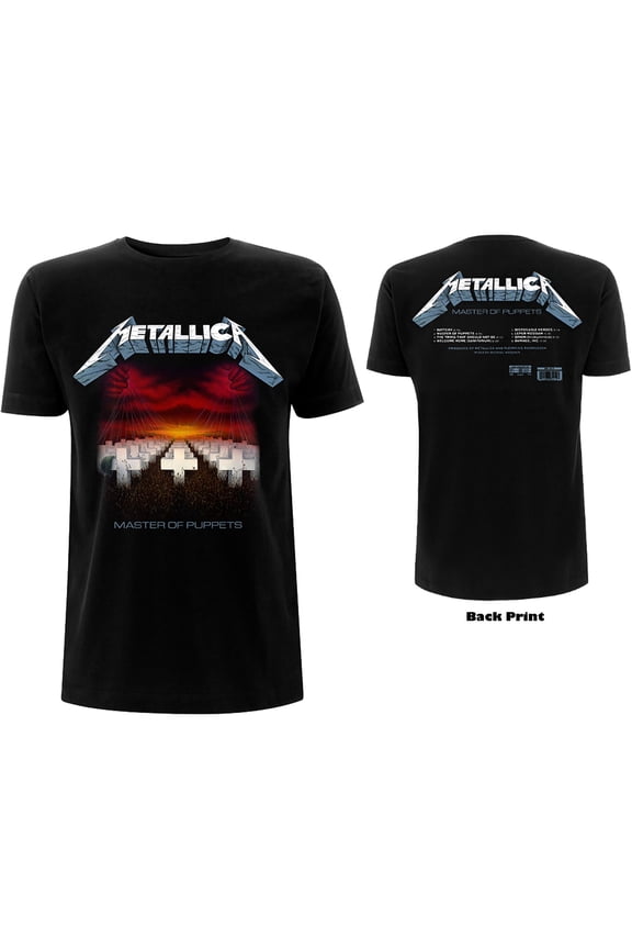 Men's Metallica Master of Puppets Tracks (Back Print) Slim Fit T-shirt X-Large Black