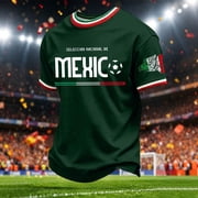 Mens Mexico T-Shirt with "SELECCION NACIONAL DE MEXICO" Print   Patriotic Short Sleeve Crewneck Tee for Football Matches, Fan Events & Casual Wear   Breathable Soccer Top S-XXL