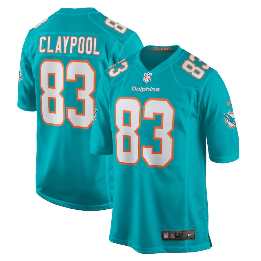 Men's Miami_Dolphins Chase Claypool Aqua Game Jersey