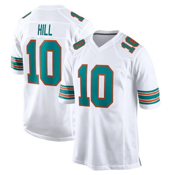 Men's Miami Hill 10 White Alternate Stitched T-Shirts Sports Player Game Top, X-Large
