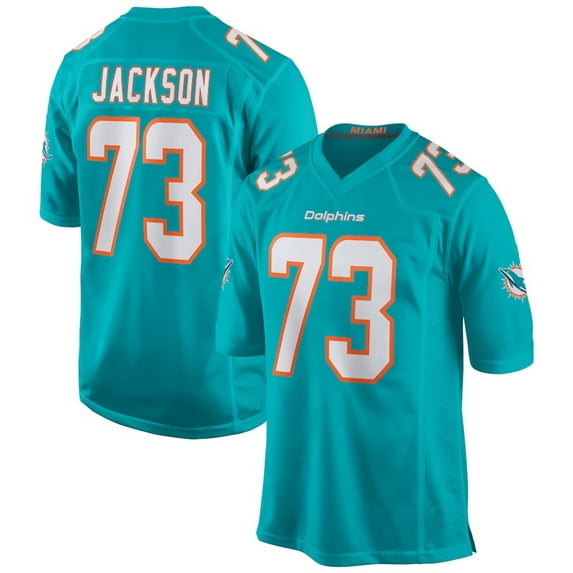 Men's Miami Jackson 73 Aqua Stitched T-Shirts Sports Player Game Top, X-Large