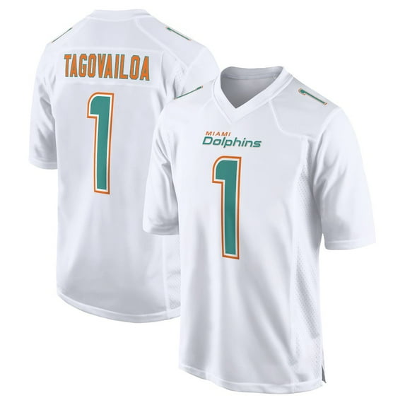 Men's Miami Tagovailoa 1 White Fashion Stitched T-Shirts Sports Player Game Top, 3X-Large