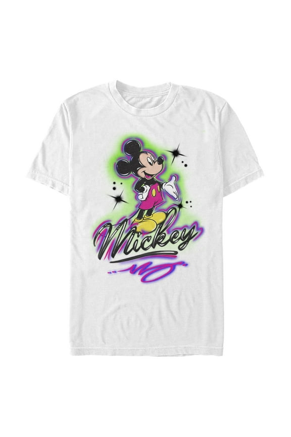 Men's Mickey & Friends Airbrushed Signature Graphic Tee White 2X Large