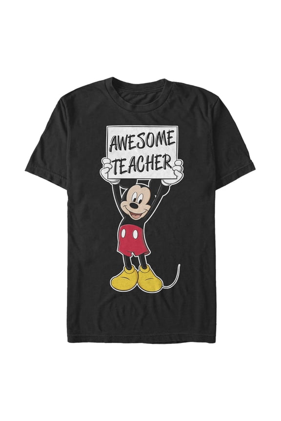 Men's Mickey & Friends Awesome Teacher Sign Graphic Tee Black X Large