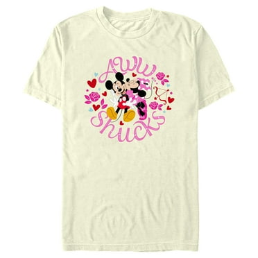 Men's Mickey & Friends Aww Shucks Minnie Kiss  Graphic Tee Beige 2X Large
