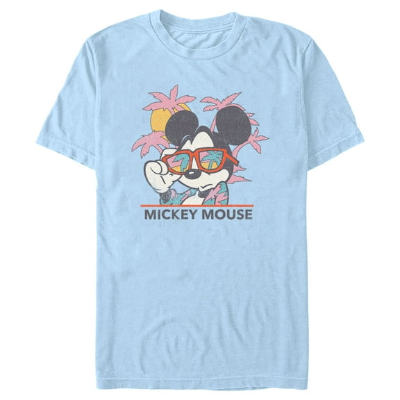 Men's Mickey & Friends Beach Ready Mickey Mouse  Graphic Tee Light Blue Large