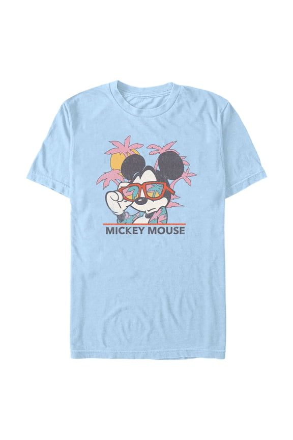 Men's Mickey & Friends Beach Ready Mickey Mouse Graphic Tee Light Blue Large