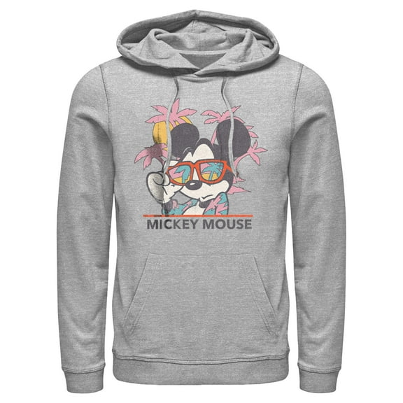 Men's Mickey & Friends Beach Ready Mickey Mouse  Pull Over Hoodie Athletic Heather Large
