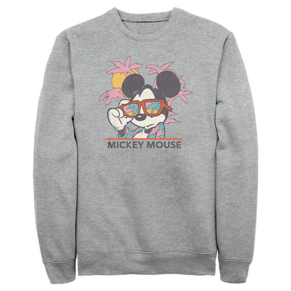 Men's Mickey & Friends Beach Ready Mickey Mouse  Sweatshirt Athletic Heather 2X Large