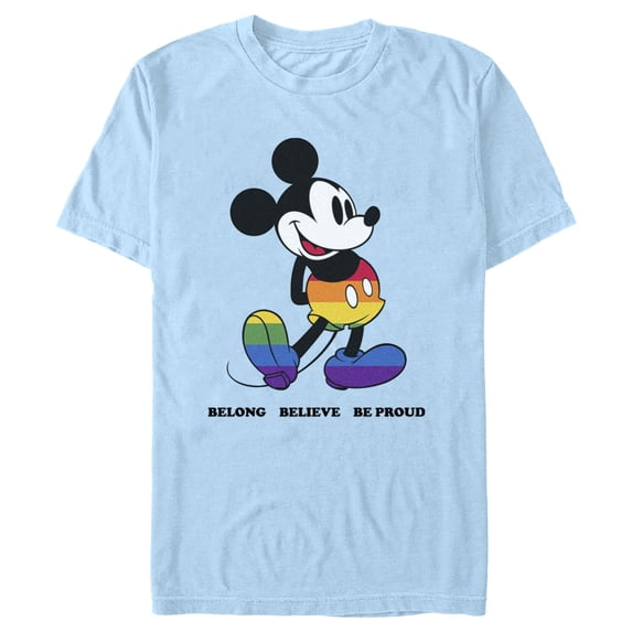 Men's Mickey & Friends Belong, Believe, Be Proud Graphic Tee Light Blue 2X Large