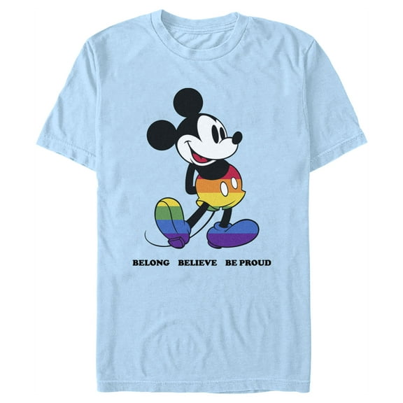 Men's Mickey & Friends Belong, Believe, Be Proud Graphic Tee Light Blue Large