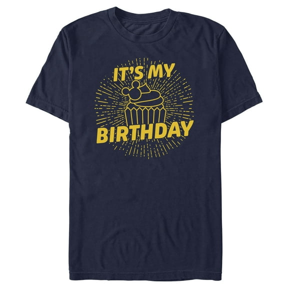 Men's Mickey & Friends Birthday Cupcake  Graphic Tee Navy Blue 3X Large